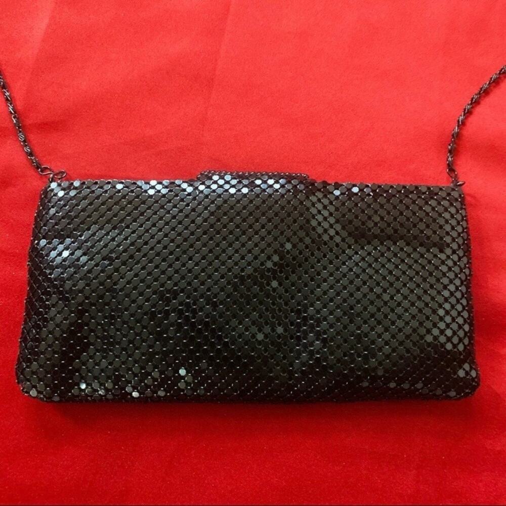 Vintage Black Rectangular Metallic Mesh Shoulder … - image 5